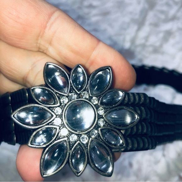 Sophisticated Black and Silver fish scale style. Bohemian style belt with bling - Picture 3 of 7